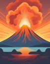 Volcano eruption illustration. Royalty Free Stock Photo