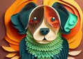 Layer paper color dog on a colored background Royalty Free Stock Photo
