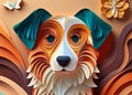 Layer paper color dog front view on a colored background Royalty Free Stock Photo