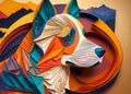 Layer paper color dog with mountain Royalty Free Stock Photo