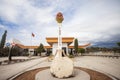 The East Timor border monument in front of the East Timor Immigration office in Motaain. Royalty Free Stock Photo