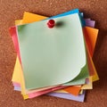 Colorful note papers. Post it notes on cork board Royalty Free Stock Photo