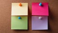 Colorful note papers. Post it notes on cork board Royalty Free Stock Photo