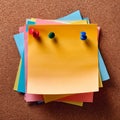 Colorful note papers. Post it notes on cork board Royalty Free Stock Photo