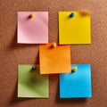Colorful note papers. Post it notes on cork board Royalty Free Stock Photo