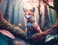Whimsical Fox in Vibrant Forest Royalty Free Stock Photo