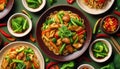 Chop Suey pattern - Food Pattern - Generated by Ai. Royalty Free Stock Photo