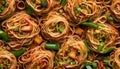 Chow Mein pattern - Food Pattern - Generated by Ai. Royalty Free Stock Photo