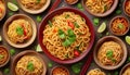 Chow Mein pattern - Food Pattern - Generated by Ai. Royalty Free Stock Photo