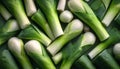 Leek - Food Pattern - Generated by Ai. Royalty Free Stock Photo