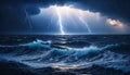 Intense Stormy Ocean Seascape with Heavy Waves Royalty Free Stock Photo