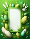 Green Easter poster with empty frame in the middle. Generated image Royalty Free Stock Photo