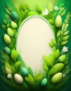 Green Easter poster with empty frame in the middle. Generated image Royalty Free Stock Photo