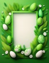 Green Easter poster with empty frame in the middle. Generated image Royalty Free Stock Photo