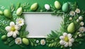Green Easter poster with empty frame in the middle. Generated image Royalty Free Stock Photo