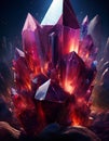 3d rendering of abstract geometric composition with crystal stones in red light Royalty Free Stock Photo