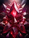 3d rendering of abstract geometric composition with crystal stones in red light Royalty Free Stock Photo