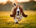 Basset Hound in motion. Royalty Free Stock Photo
