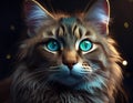 Highly Detailed Cat with Beautiful Eyes and Long Drooping Fur Royalty Free Stock Photo