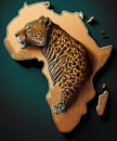 Silhouette of the African continent with a leopard, one of the famous big 5 Royalty Free Stock Photo
