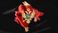 Map of Montenegro with waving flag in sky background Royalty Free Stock Photo