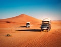 Walking in the desert. Cammel Caravan on Africa desert Royalty Free Stock Photo
