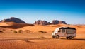 Walking in the desert. Cammel Caravan on Africa desert Royalty Free Stock Photo