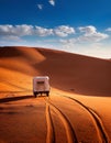 Walking in the desert. Cammel Caravan on Africa desert Royalty Free Stock Photo