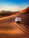 Walking in the desert. Cammel Caravan on Africa desert Royalty Free Stock Photo
