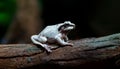 White-brown masked forest frog sitting on a log Royalty Free Stock Photo