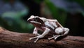 White-brown masked forest frog sitting on a log Royalty Free Stock Photo