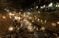 light setting at night in town of Kurokawa Onsen. one of famous hot spring town in Kyushu Royalty Free Stock Photo