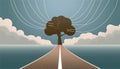 The road to tree. Suspended in the sky road that leads to the tree Royalty Free Stock Photo