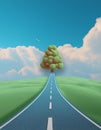 The road to tree. Suspended in the sky road that leads to the tree Royalty Free Stock Photo