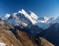 Majestic snow-capped mountain peaks under a clear blue sky Royalty Free Stock Photo