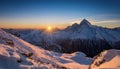 Winter sunsets on Monviso, the most beautiful mountain in the Cottian Alps Royalty Free Stock Photo