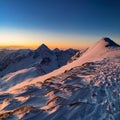 Winter sunsets on Monviso, the most beautiful mountain in the Cottian Alps Royalty Free Stock Photo