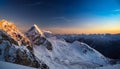 Winter sunsets on Monviso, the most beautiful mountain in the Cottian Alps Royalty Free Stock Photo