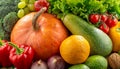 Composition with assorted organic vegetables and fruits. Royalty Free Stock Photo