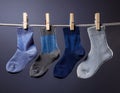 Socks hanging on the clothesline Royalty Free Stock Photo