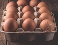 Carton of fresh brown eggs Royalty Free Stock Photo