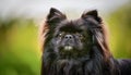 Affenpinscher portrait on a field with green blurry background Royalty Free Stock Photo