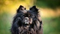 Affenpinscher portrait on a field with green blurry background Royalty Free Stock Photo