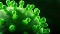 Close-up view of a glowing green virus molecule Royalty Free Stock Photo