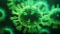 Close-up view of a glowing green virus molecule Royalty Free Stock Photo