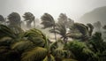 Crowns of palm trees in a hurricane. Royalty Free Stock Photo