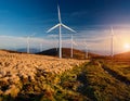 Wind Farm Turbines - Renewable Clean Green Energy Royalty Free Stock Photo