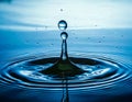 Waterdroplet has fallen in a body of water. Royalty Free Stock Photo