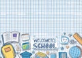 set of back to school elements on white paper background Royalty Free Stock Photo