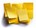 Yellow blank post-it notes isolated on white Royalty Free Stock Photo